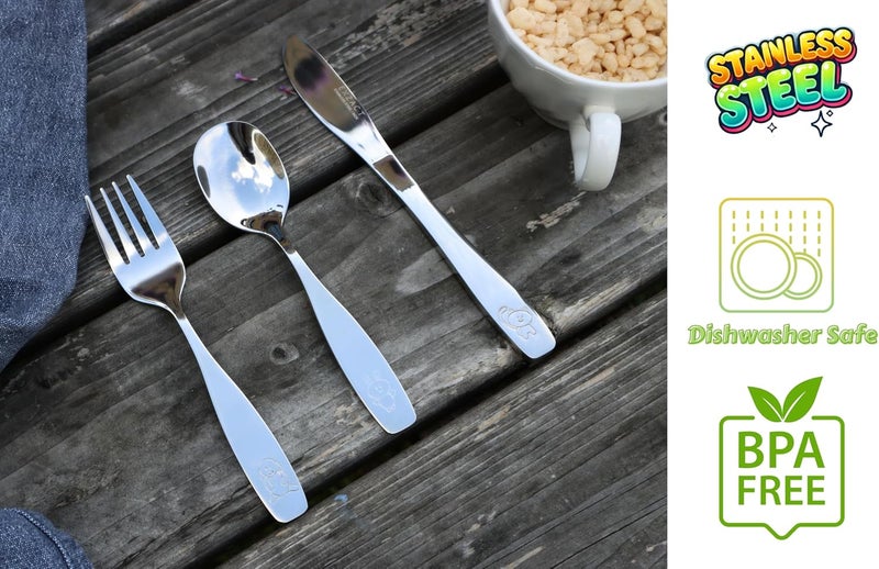 Exzact Children's Flatware Kids Silverware 6pcs, Toddler Utensils, Dishwasher Safe, 24 Months+ - Image 5